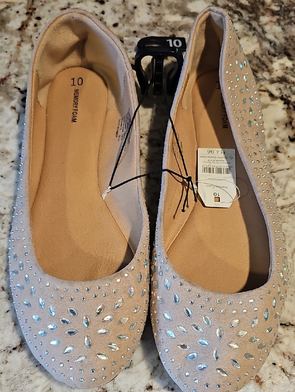 Source Unknown Pinkish Bejeweled Memory Foam Ballet Flats